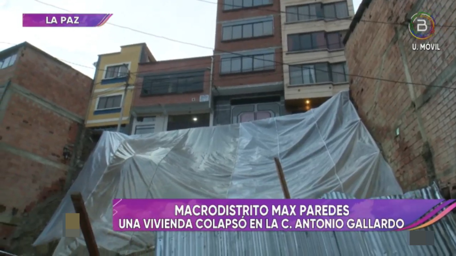 Casas en riesgo por derrumbe de una vivienda en La Paz. Captura: RRSS