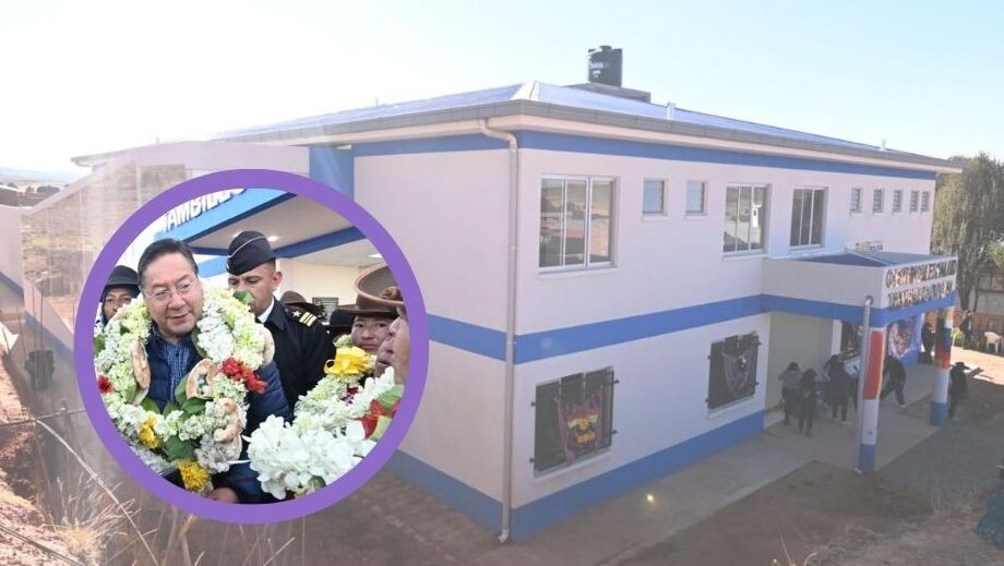 El presidente Luis Arce entrega obras en Laja.