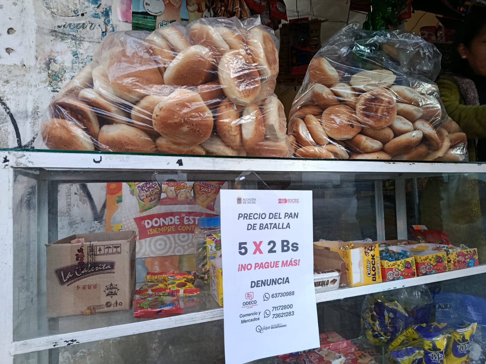 Operativo obliga a vender “pan de batalla” a precio justo en Sucre