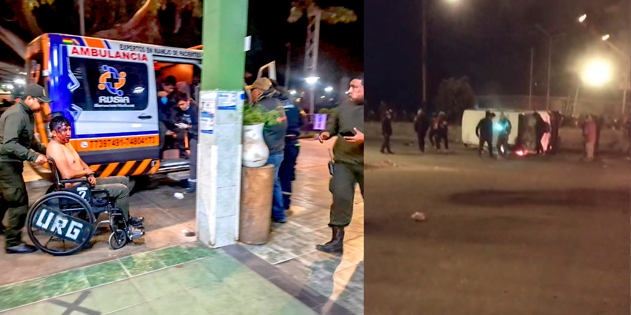Evistas atacaron a los ocupantes de una ambulancia en Vinto, Cochabamba.