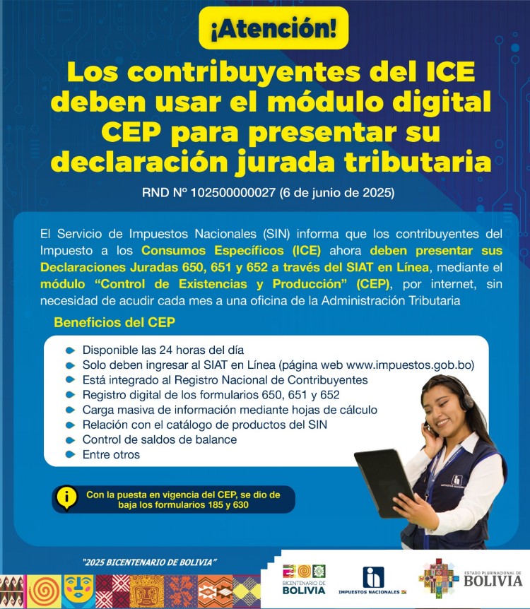 SIN habilita módulo digital CEP para contribuyentes del ICE