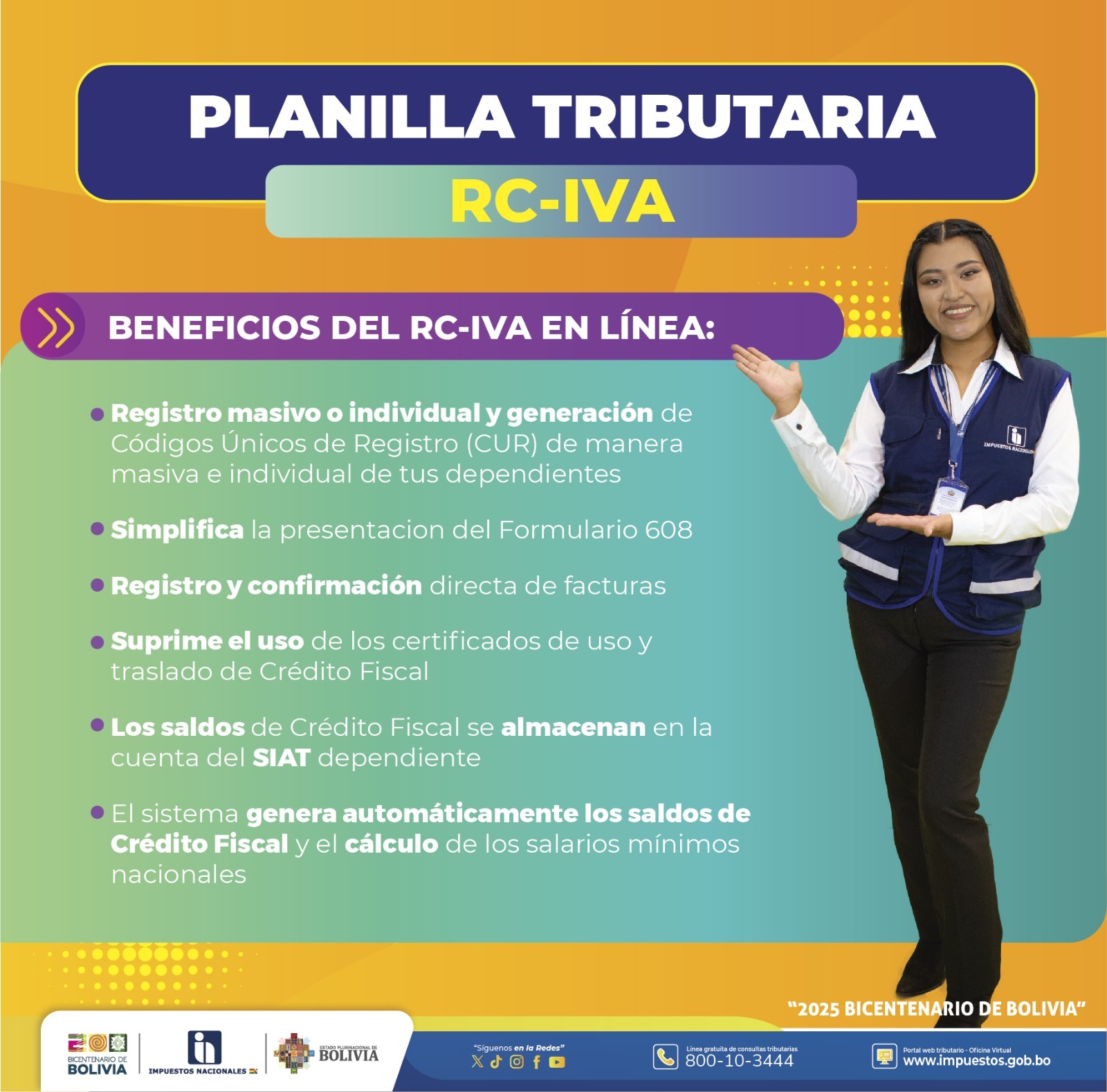Impuestos: SIAT en Línea transfiere automáticamente saldo de crédito fiscal de dependientes