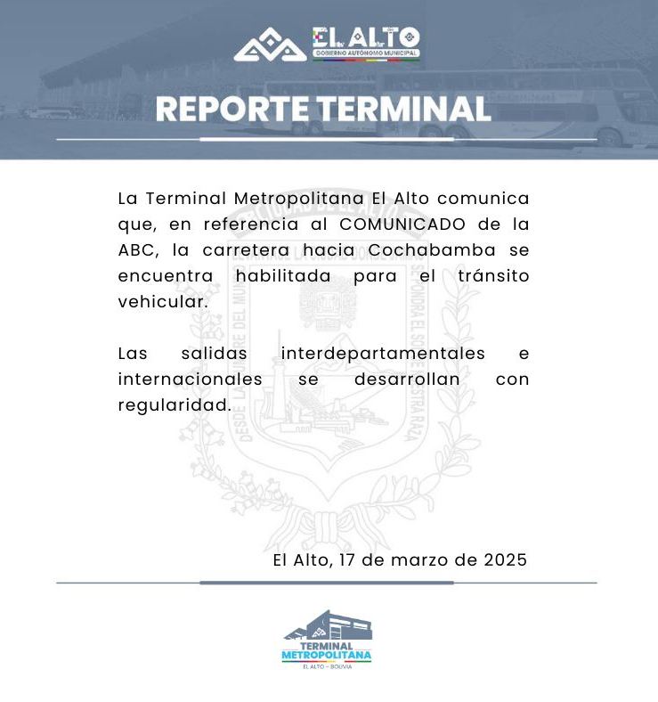 Salidas interdepartamentales e internacionales son regulares desde la terminal de El Alto