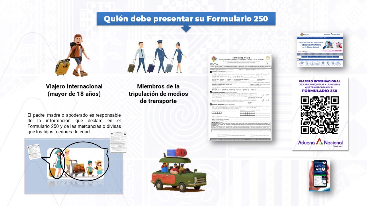 Aduana recuerda que viajeros internacionales deben declarar la salida e ingreso de divisas en el Formulario 250