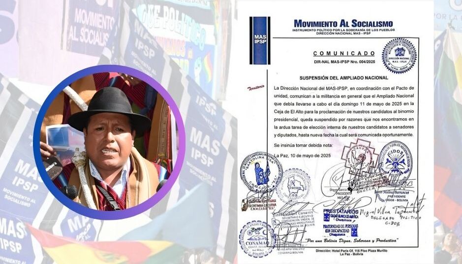 MAS suspende sin fecha ampliado convocado para este domingo