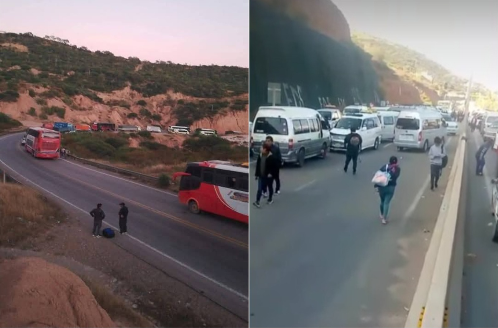 Imágenes del bloqueo en carreteras de ingreso al departamento del Cochabamba. Foto: RRSS