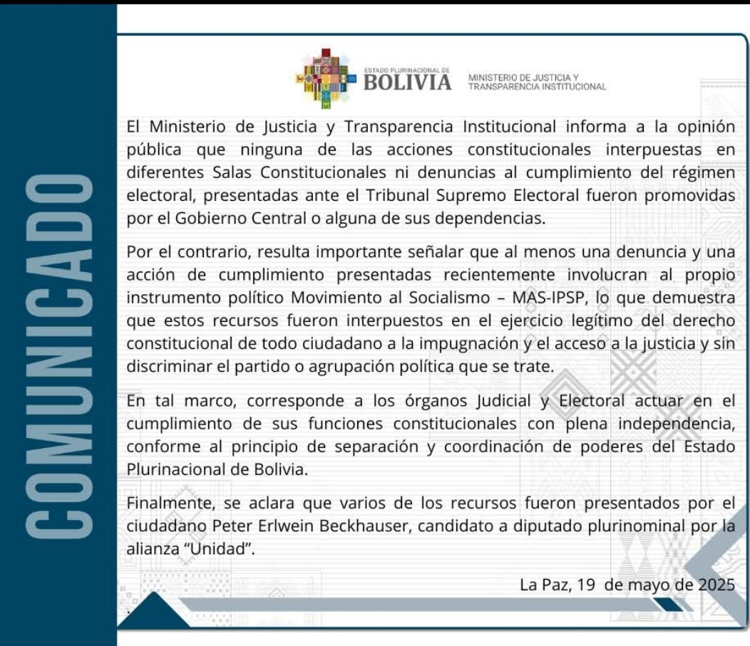 Justicia niega injerencia del Gobierno en acciones contra partidos y aclara que procesos fueron promovidos por ciudadanos 