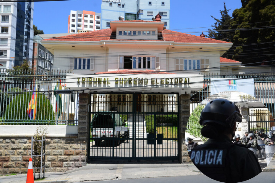 Policía refuerza resguardo en inmediaciones del Tribunal Supremo Electoral 