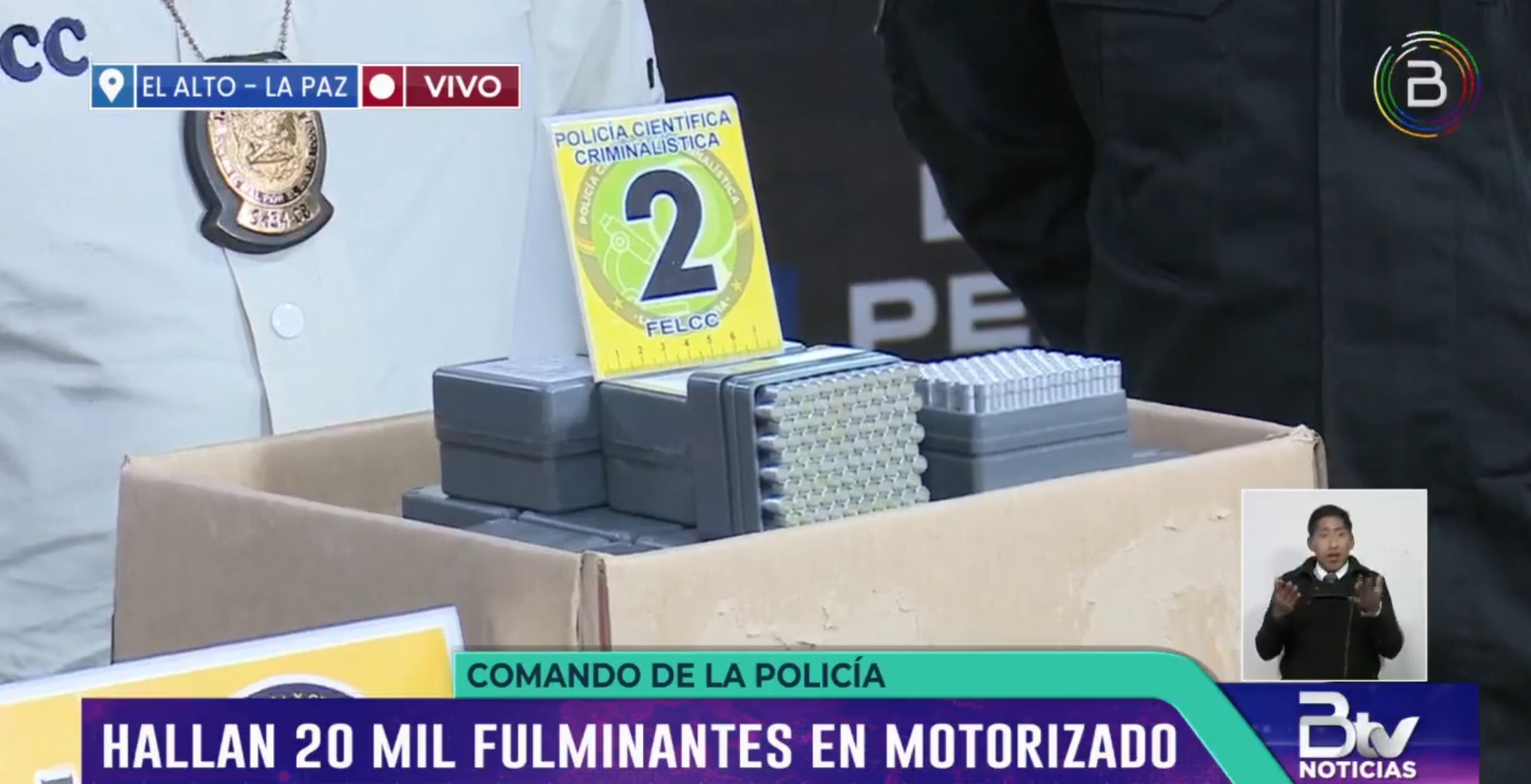 Hallan 20.000 fulminantes para explosivos en un bus que llegó a La Paz de Cochabamba