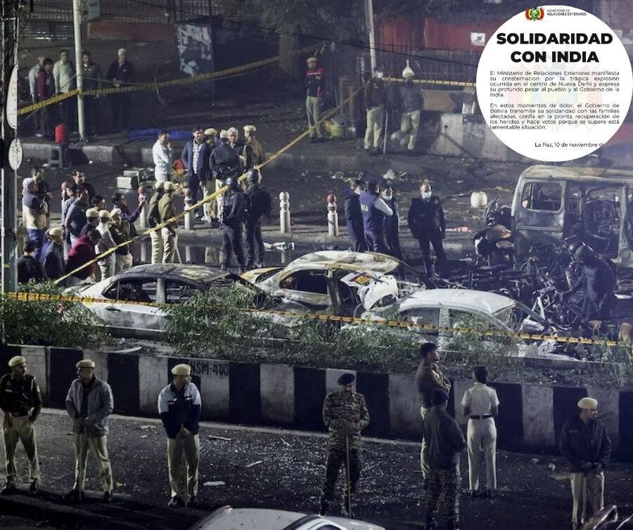 Bolivia expresa su solidaridad con la India tras trágica explosión en Nueva Delhi