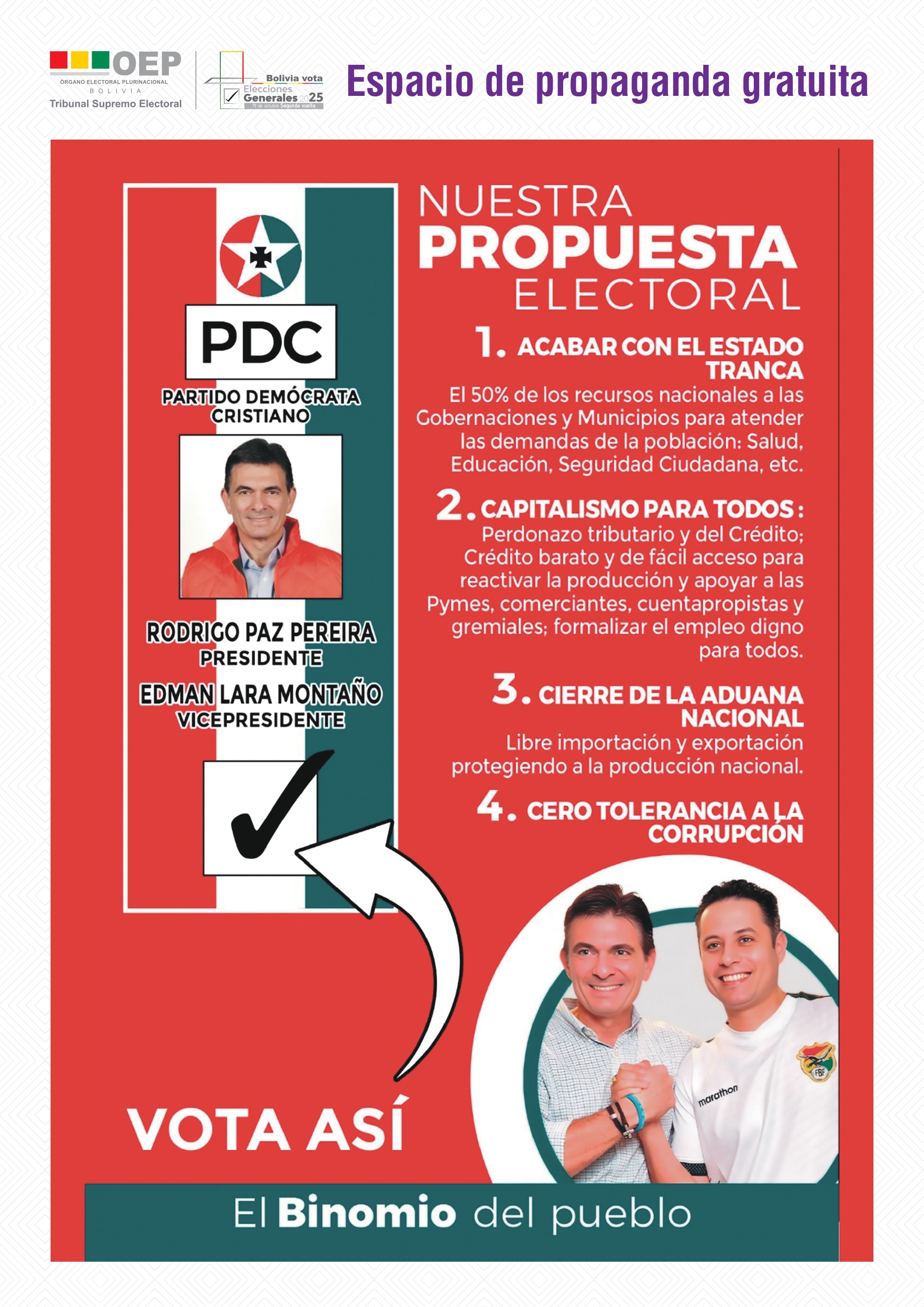 SEGUNDA VUELTA ELECCIONES GENERALES 2025: Conozca el Plan de Gobierno del PDC