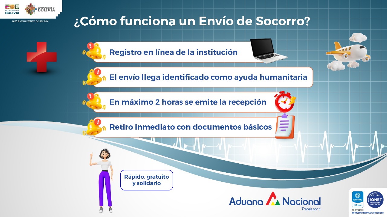 Aduana Nacional garantiza el ingreso expedito y gratuito de “Envíos de Socorro” para la atención de emergencias y catástrofes 