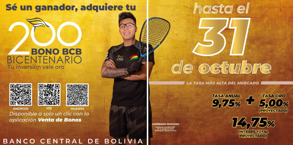 Venta del Bono BCB Bicentenario culmina el 31 de octubre con un récord de más de Bs 520 millones hasta el momento