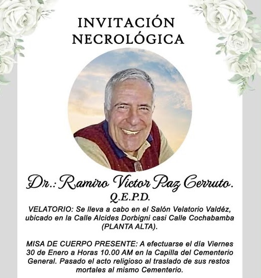 Fallece Ramiro Paz, hijo del expresidente Víctor Paz Estenssoro