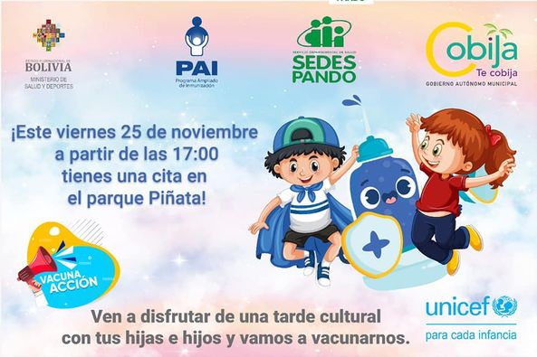 Sedes de Pando desarrolla jornada de vacunación contra la tosferina en el parque Piñata