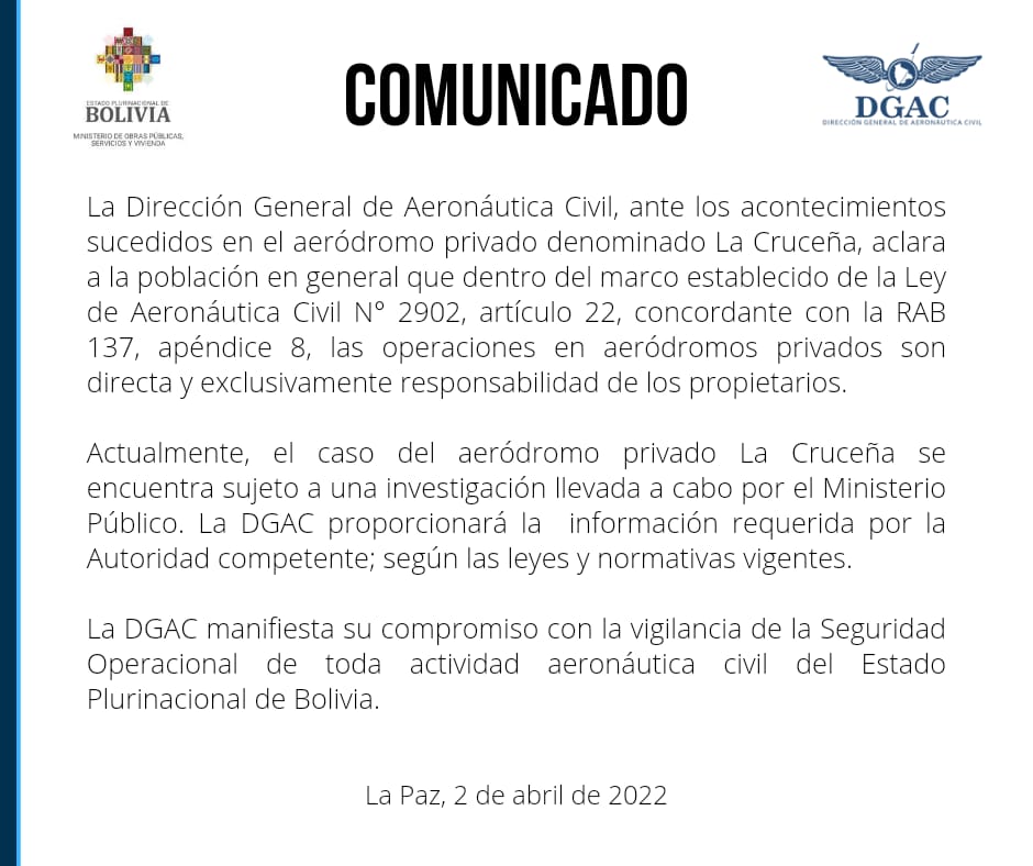 DGAC: Operaciones en aeródromos privados son responsabilidad de los propietarios