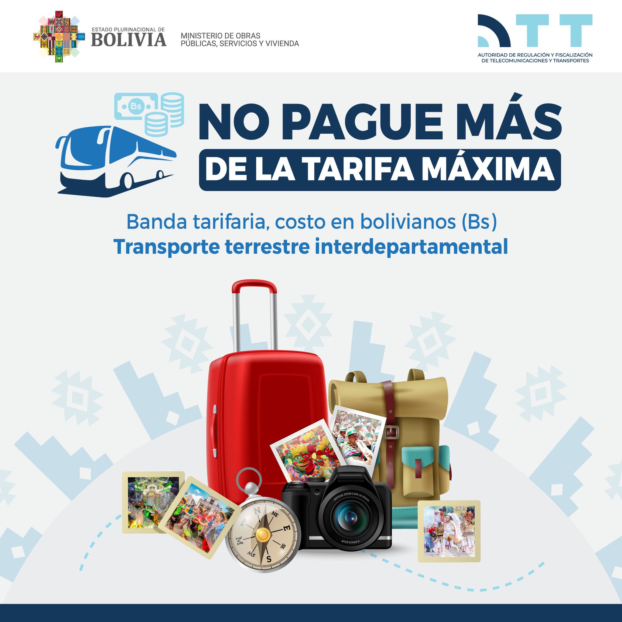 ATT difunde tarifas de pasajes en rutas interdepartamentales y exhorta al viajero a denunciar cobros excesivos