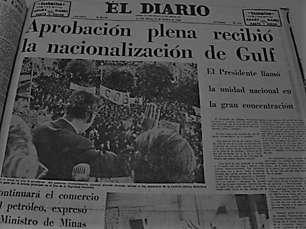 En 1969 se recuperó la riqueza petrolera que estaba en poder de la Gulf Oil Company