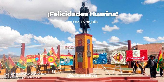 Presidente Arce conmemora el 17 aniversario de creación del municipio de Huarina 