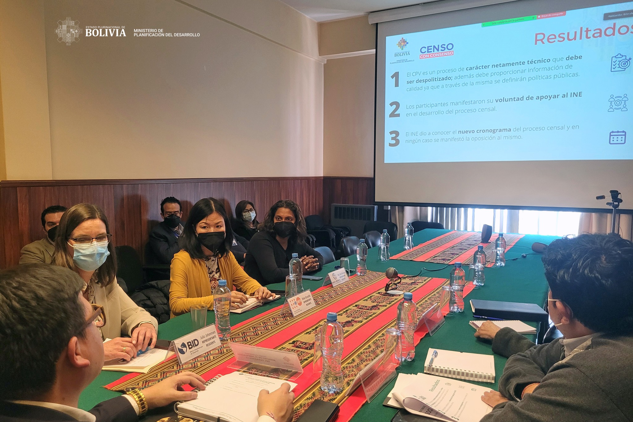 Ministro comparte resultados de la socialización con la comisión internacional que acompaña el censo