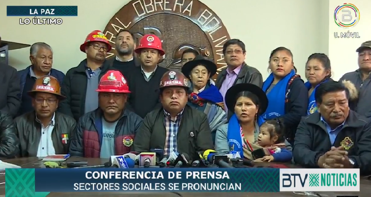 COB anuncia movilizaciones departamentales del 4 al 6 de noviembre para defender la democracia