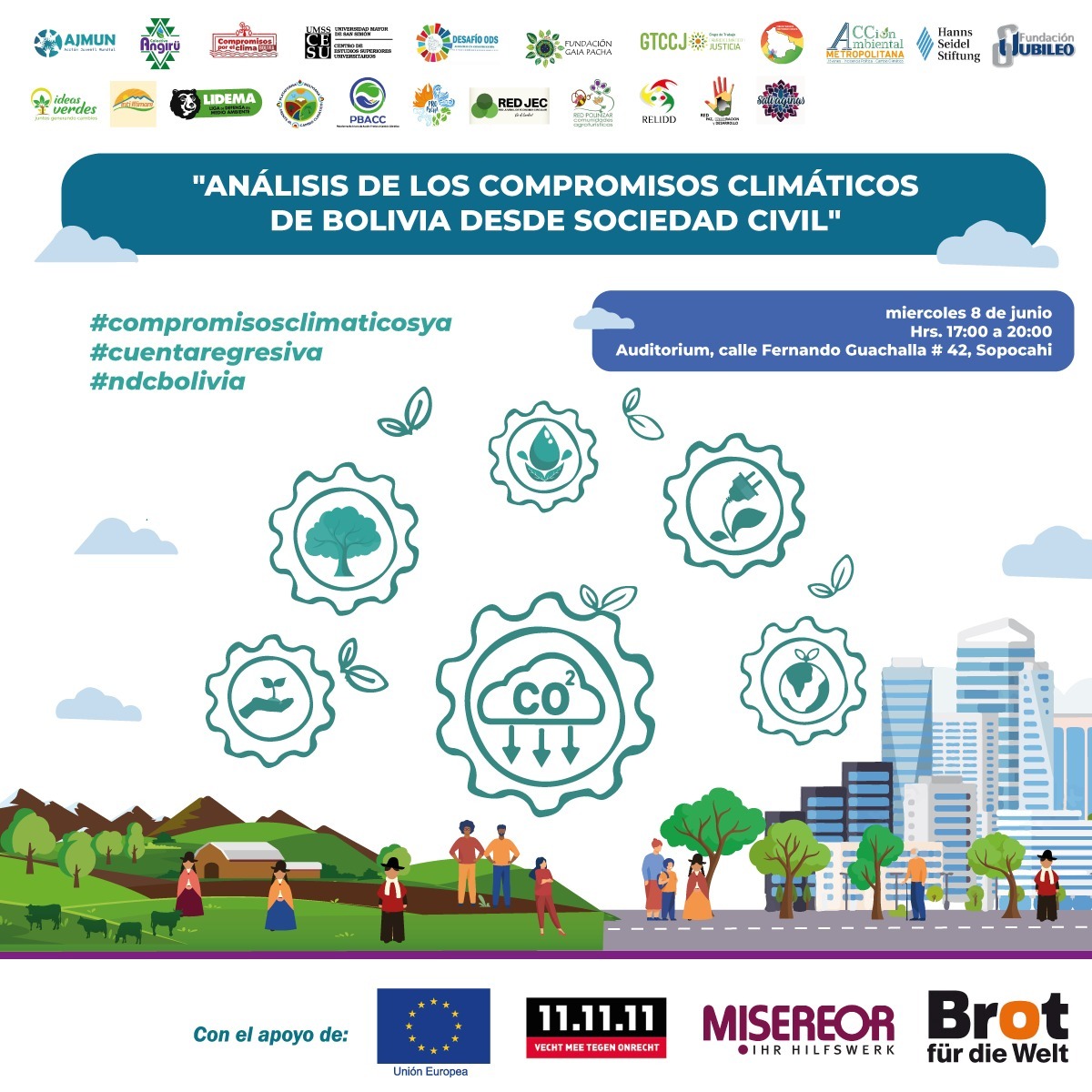 Instituciones y colectivos se unen para analizar los compromisos climáticos de Bolivia desde la sociedad civil