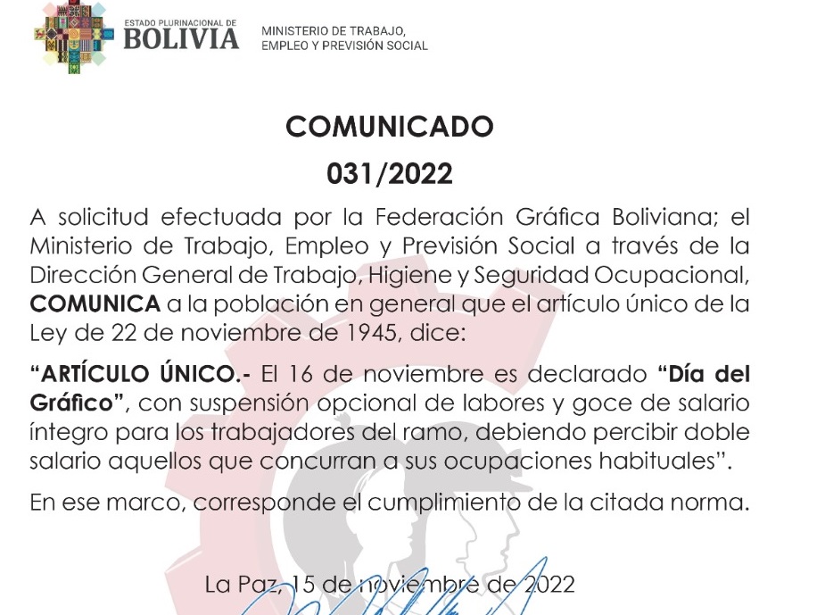 Trabajo dispuso la suspensión opcional de labores para trabajadores gráficos este miércoles