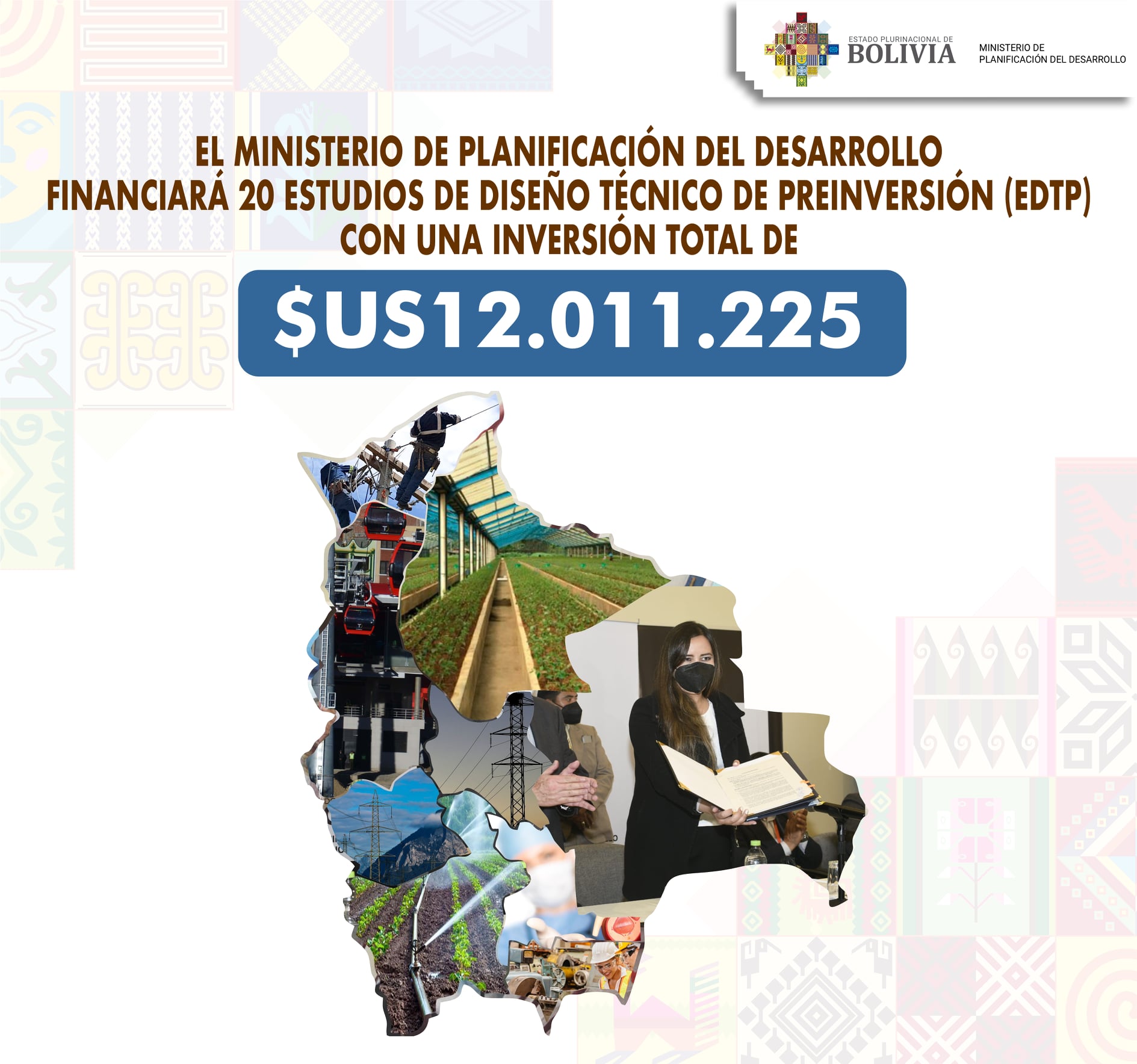 Ministerio de Planificación financiará 20 estudios de preinversión por $us 12,1 millones