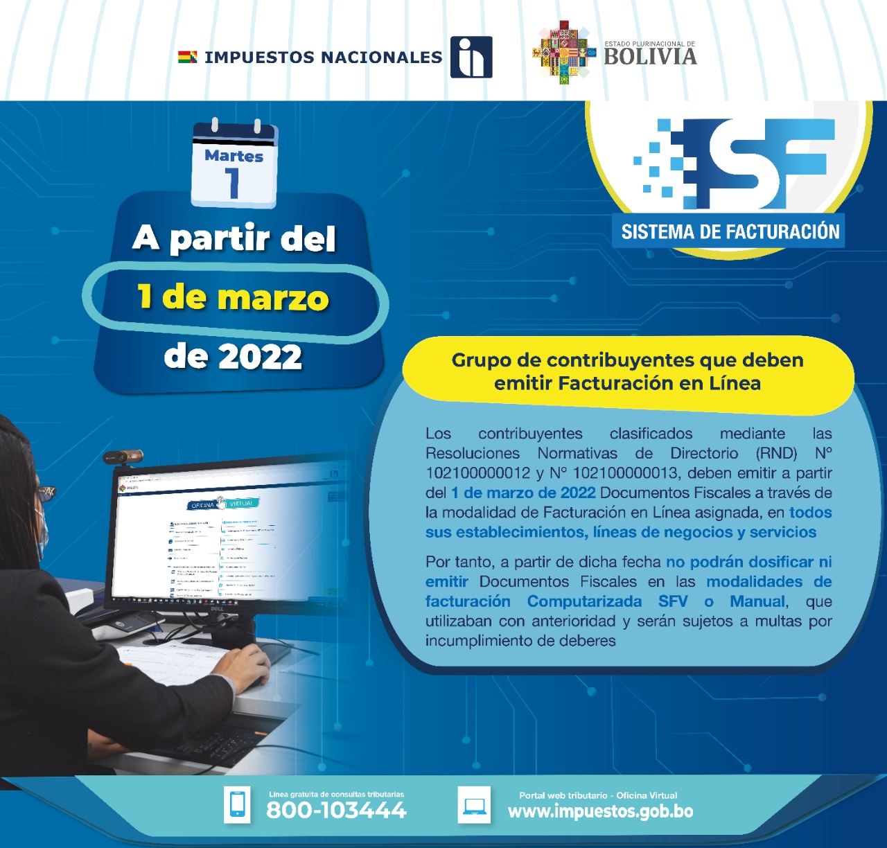 SIN: Contribuyentes deben emitir documentos fiscales en línea en todos sus establecimientos desde el 1 de marzo