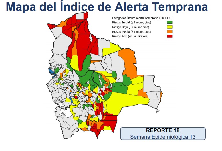 Índice de Alerta Temprana COVID-19 identifica 42 municipios con riesgo alto de contagio