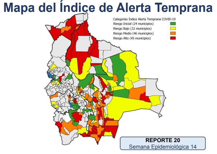 Índice de Alerta Temprana COVID-19 reporta 45 municipios con riesgo alto de contagio