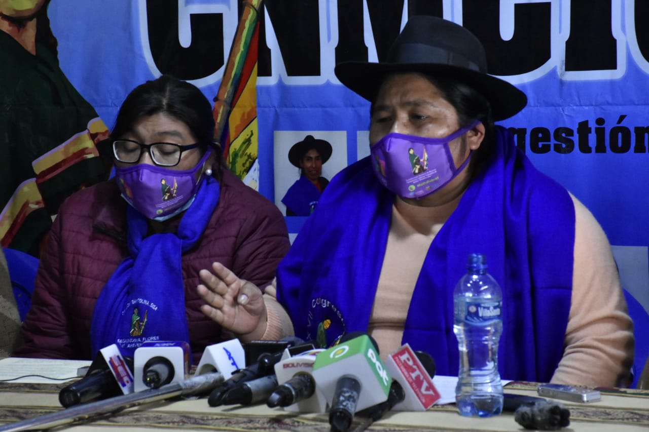 Bartolinas piden a presidenta de la APDHB que defienda los intereses de la patria y no a golpistas