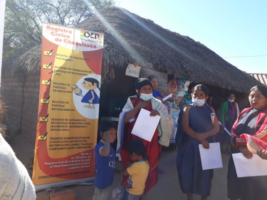 Serecí emite certificaciones y registra nacimientos en comunidades indígenas Tentayapi y Camatindi de Chuquisaca