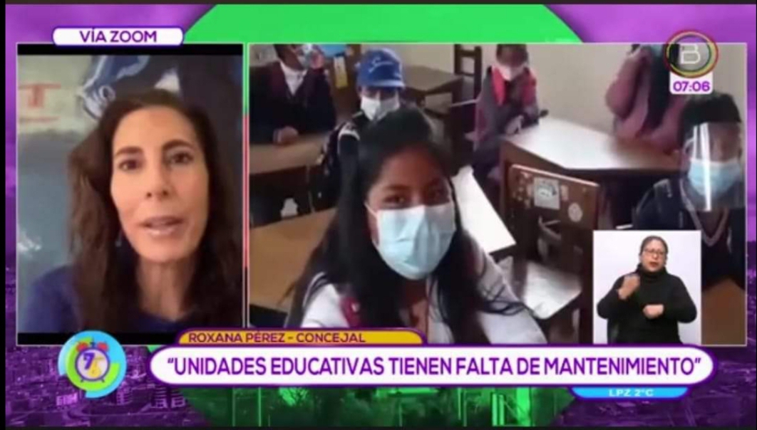 Concejala Pérez: Alcaldía de La Paz no realizó mantenimiento de unidades educativas
