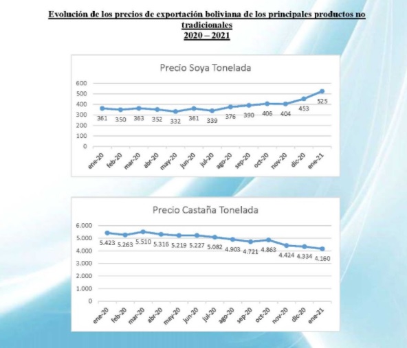 Bolivia registró repunte en valor y volumen de exportaciones no tradicionales en enero de 2021