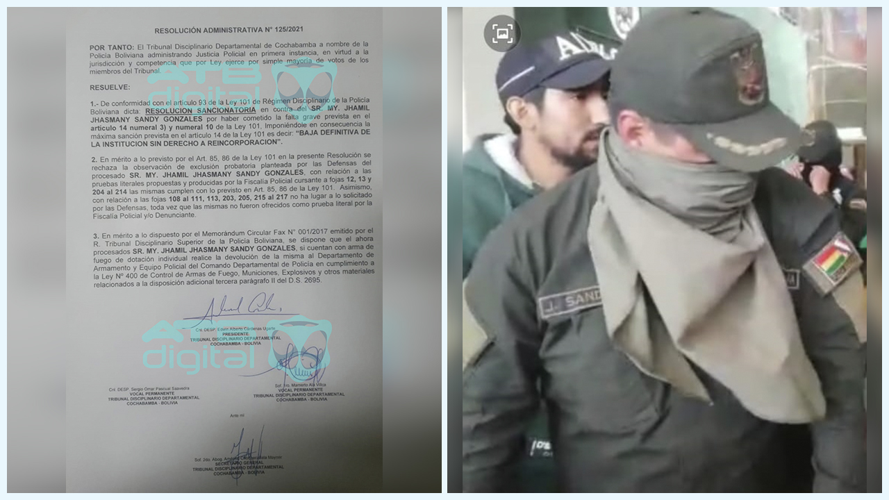 Dan de baja definitiva al mayor de la Policía Boliviana que arrancó la Wiphala de su membrete