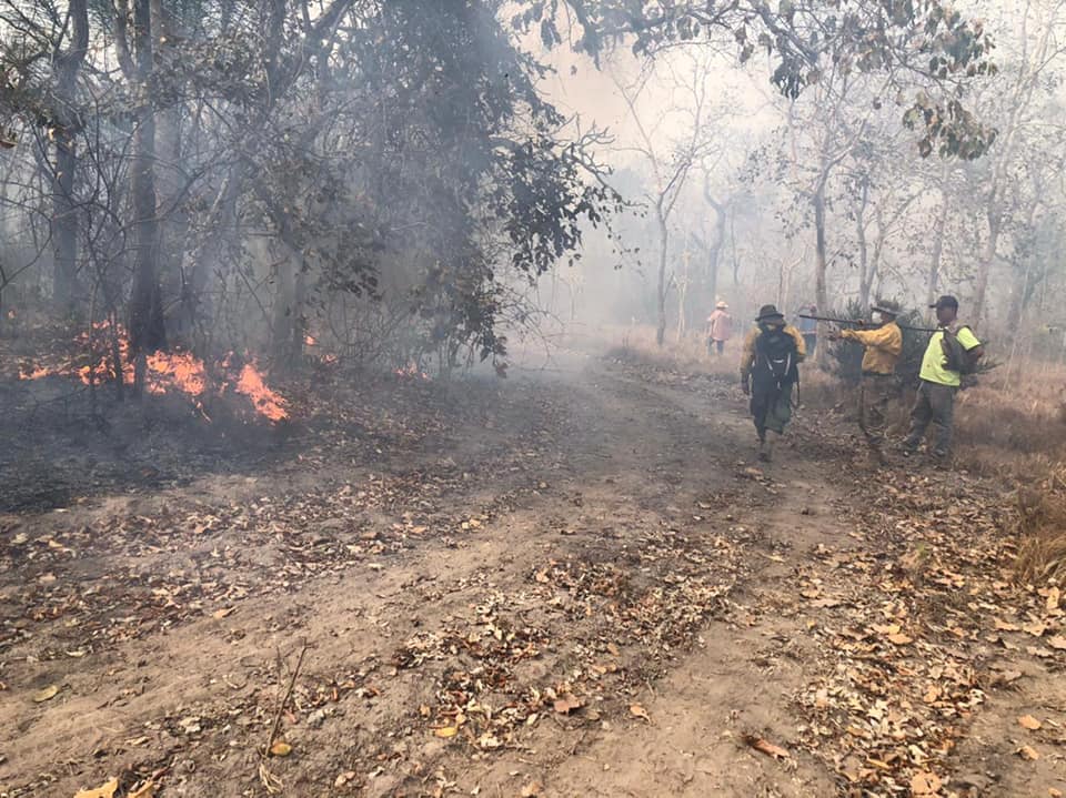 Ministro de Defensa inspecciona contención de incendios en la Chiquitania