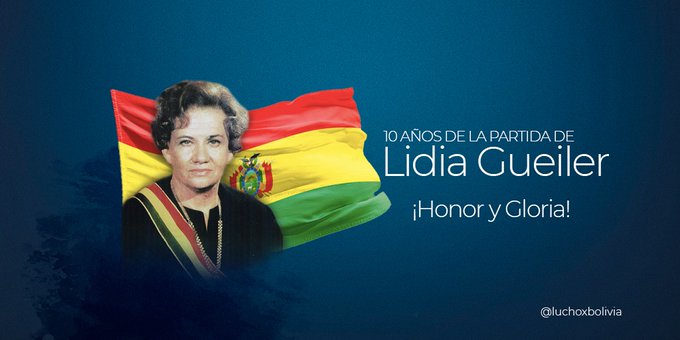 Presidente conmemora 10 años del deceso de la exmandataria Lidia Gueiler y rinde homenaje a su lucha por la democracia