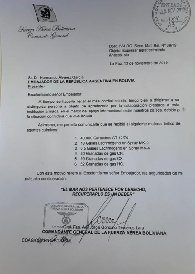 Revelan que expresidente argentino Macri aportó material bélico para el golpe de Estado en Bolivia (amplía)