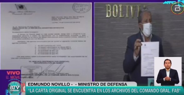 FAB certifica existencia en sus archivos de carta enviada por Terceros a exembajador de Argentina por material bélico (amplia)