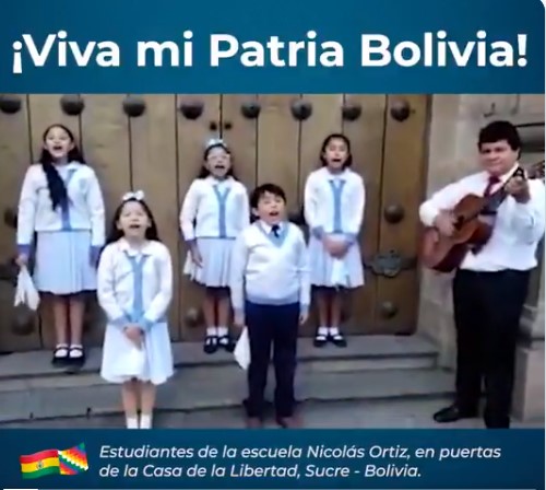 Presidente destaca patriotismo de estudiantes de la escuela Nicolás Ortiz de Sucre por su audiovisual por las fiestas patrias