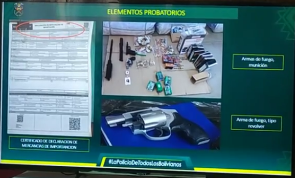 Policía secuestra cargamento de armas de fuego que era traficado desde EEUU y tenía como destino Santa Cruz