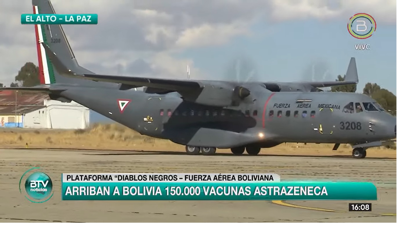 Bolivia recibe lote de 150.000 vacunas AstraZeneca de donación de México para reforzar la lucha contra el COVID (adelanto)