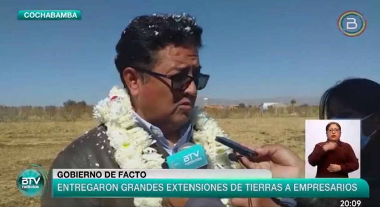 Ministro: Régimen de Áñez favoreció a 46 empresarios con 700.000 hectáreas de tierra y ahora Camacho los defiende