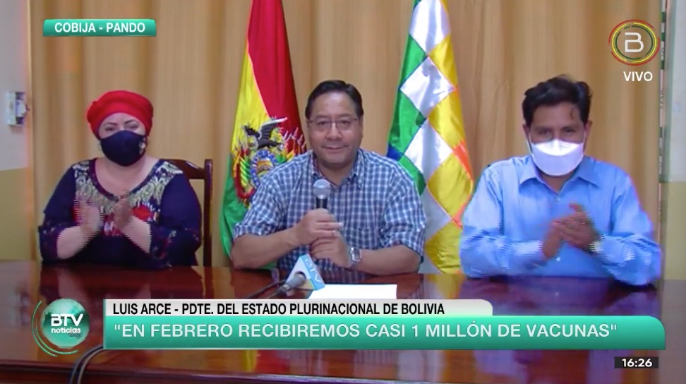 Bolivia recibirá cerca de 1 millón de vacunas en febrero