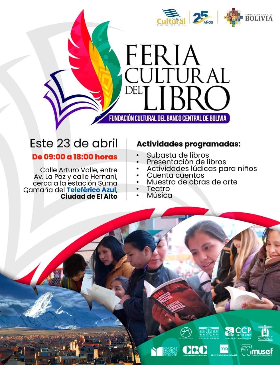 Fundación del BCB realizará feria cultural en conmemoración al Día Internacional del libro