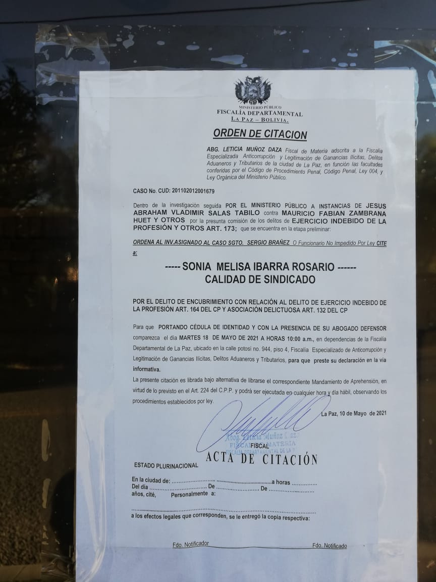 Notifican a la expresentadora de televisión, Melisa Ibarra, por encubrir el delito de ejercicio indebido de la profesión