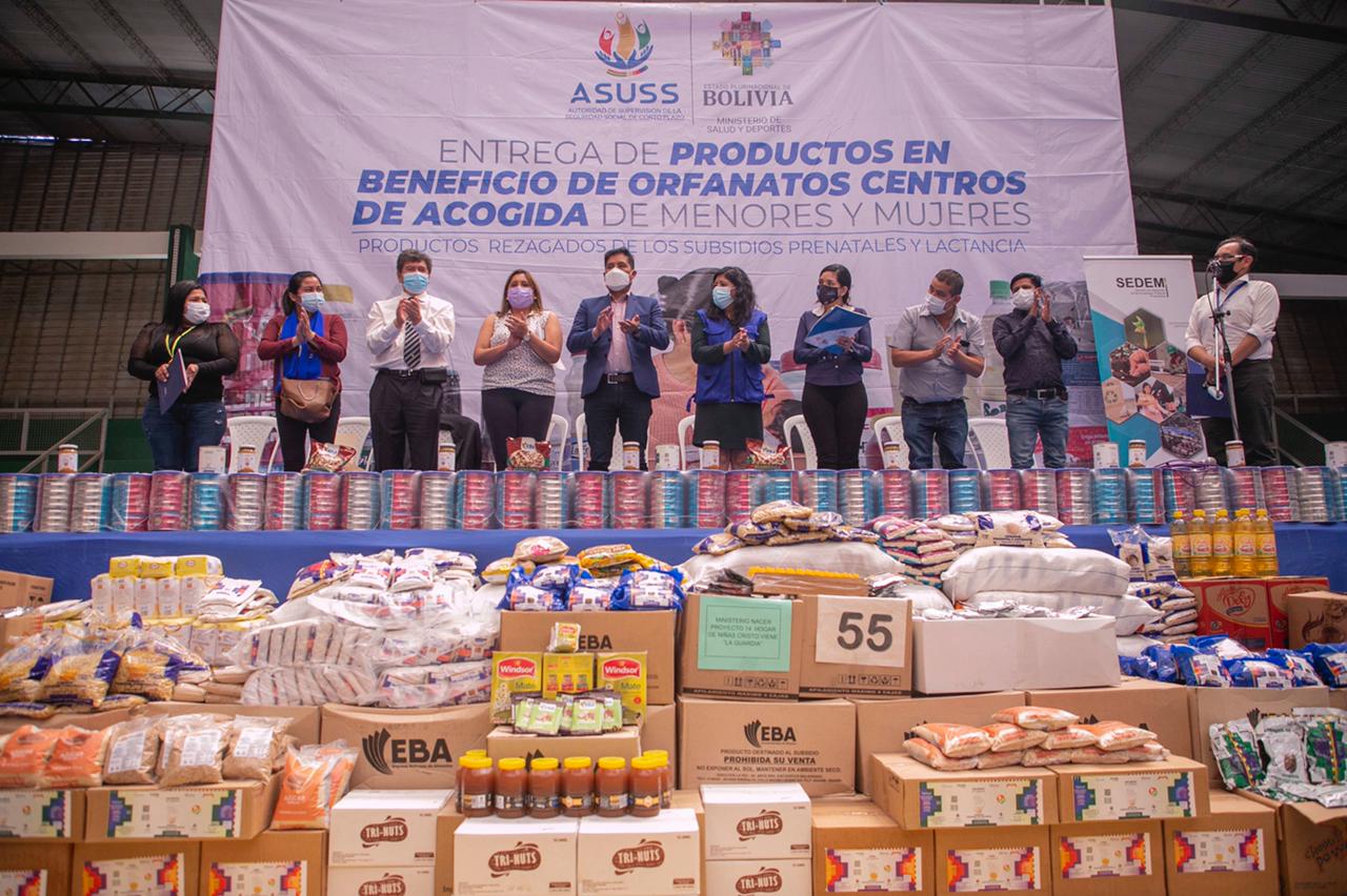 Ministerio de Salud entrega alimentos del Subsidio de Lactancia valuados en Bs 6 millones a 55 orfanatos en Santa Cruz