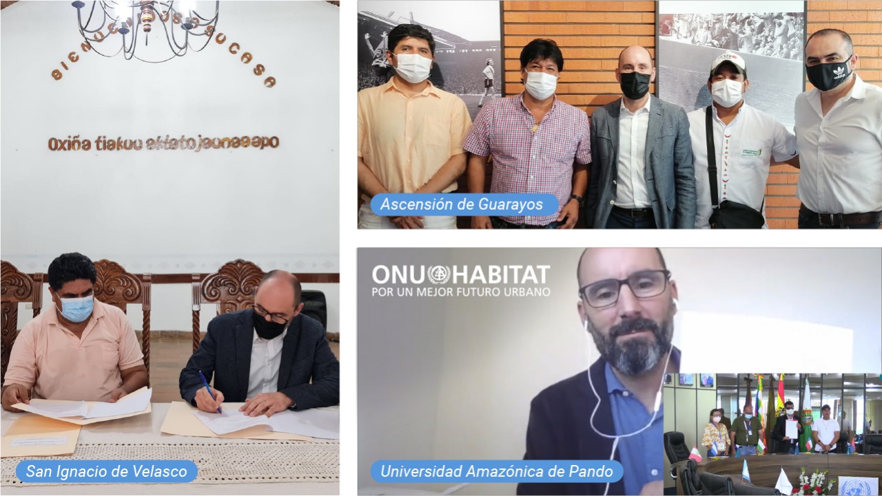 ONU-Habitat firma acuerdos con dos gobiernos municipales de Santa Cruz y una universidad de Pando