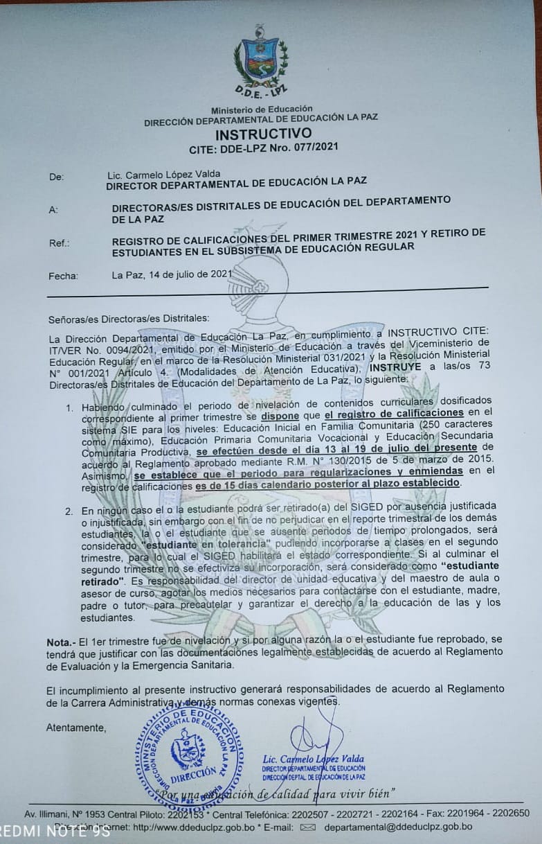 Ministerio de Educación instruye reincorporación de estudiantes que no asistieron el primer trimestre